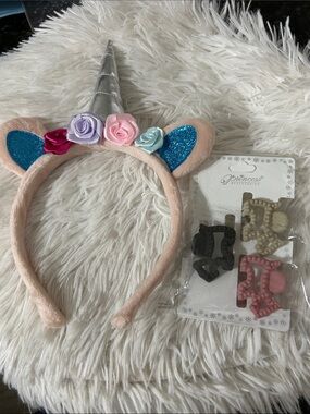 Pastel Pink Unicorn Headband with Sparkle Ears - Princess Accessories